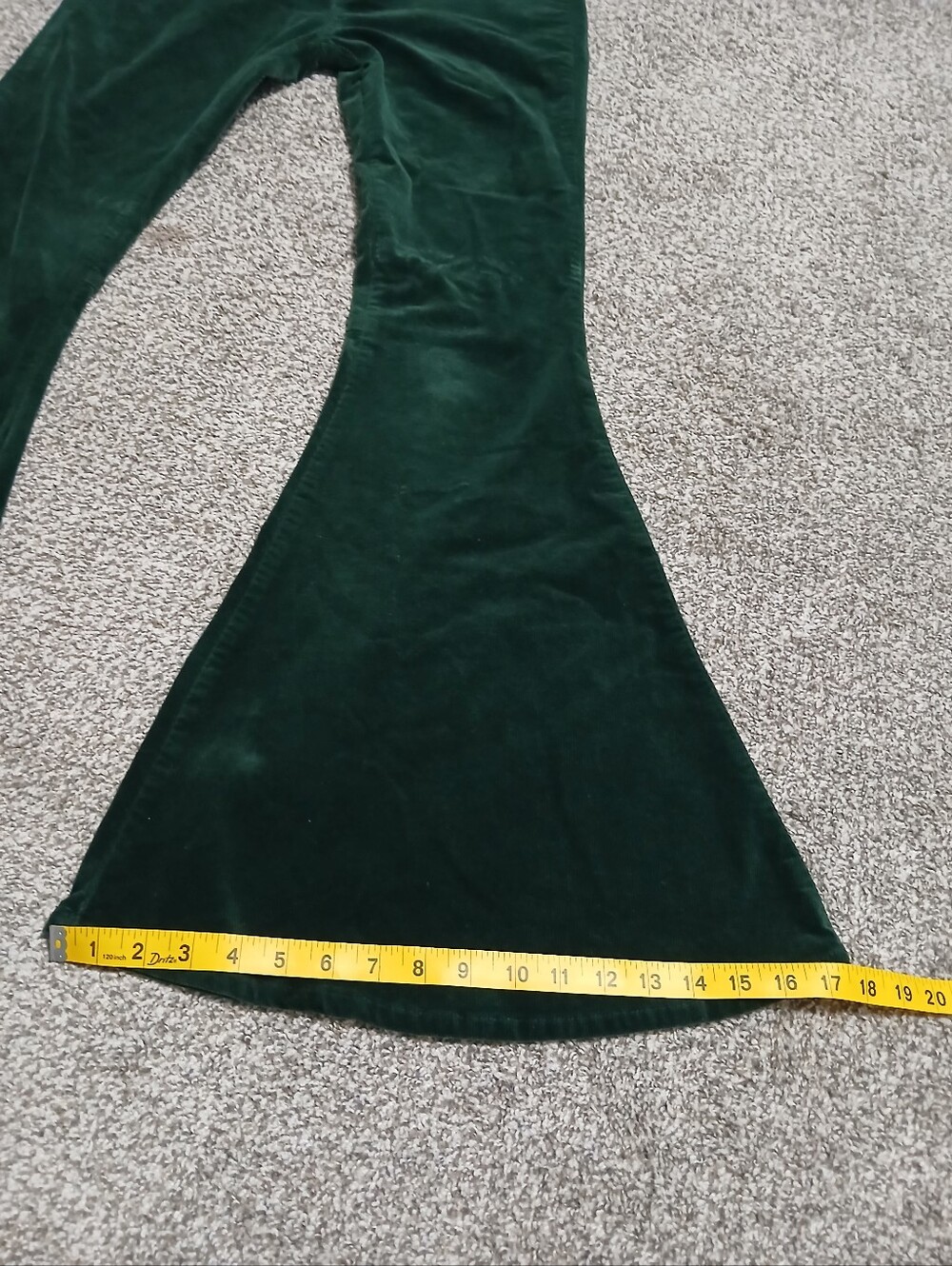 Dark Green Velvet Flared Women's Jeans Size M - Picture 8 of 11